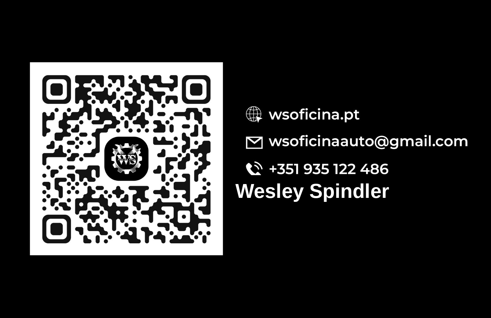 Placa com contactos da WS Oficina Auto
